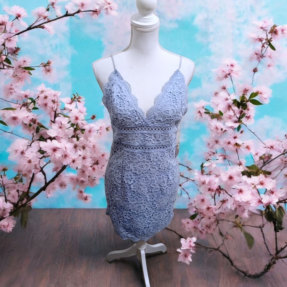 Elegant Lace Dress in Light Blue
